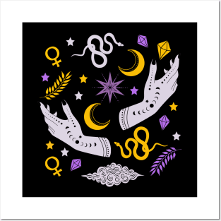 Modern Witch Wicca Occult Witchy Symbols Edit Posters and Art